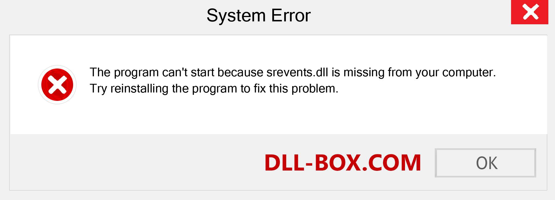  srevents.dll file is missing?. Download for Windows 7, 8, 10 - Fix  srevents dll Missing Error on Windows, photos, images